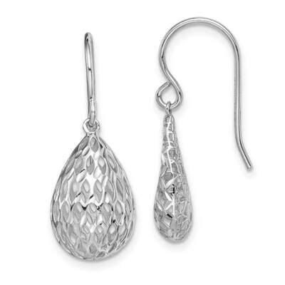 Diamond-cut Hollow Tear Drop Dangle Earrings Sterling Silver Rhodium-plated QE15283, MPN: QE15283, …