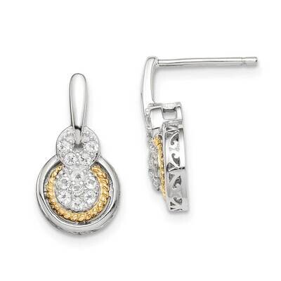 14k White Topaz Drop Stud Earrings Sterling Silver QE15464, MPN: QE15464, 883957328379