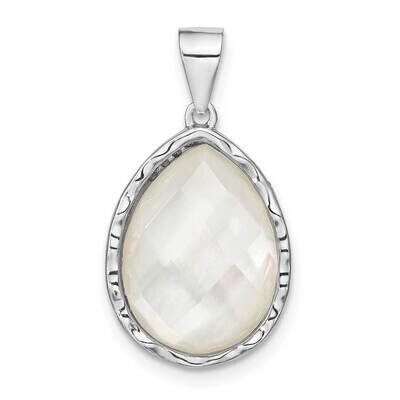Glass Teardrop Pendant Sterling Silver Rhodium-Plated QP5481, MPN: QP5481,