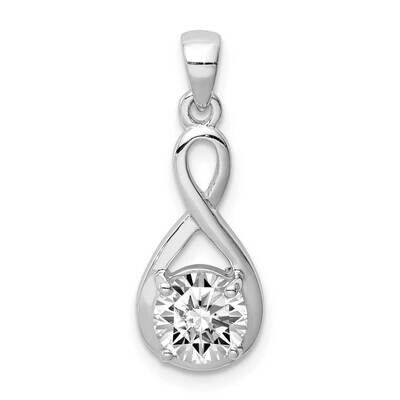 6.5mm CZ Diamond Teardrop Pendant Sterling Silver Rhodium-plated QP5171, MPN: QP5171,