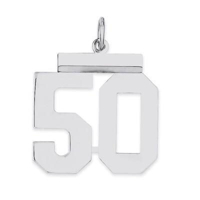 Pendant Number 50 Polished Sterling Silver Medium QMS50, MPN: QMS50, 191101278228