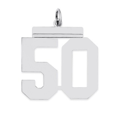 Charm Number 50 Polished Sterling Silver Large QPL50, MPN: QPL50, 191101281006