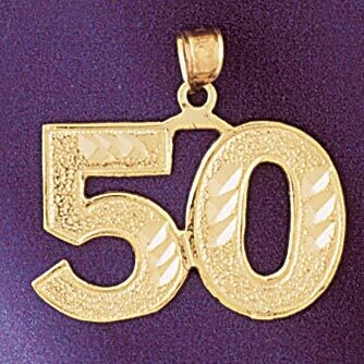 Dazzlers Jewelry Number 50 Pendant Necklace Charm Bracelet in Yellow, White or Rose Gold 950950, MP…