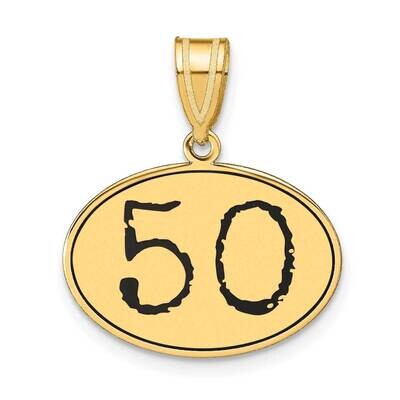 Number 50 Black Epoxy Oval Pendant 14k Gold Polished OEN50, MPN: OEN50, 196904081662