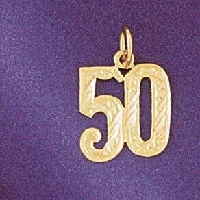 Dazzlers Jewelry Number 50 Pendant Necklace Charm Bracelet in Yellow, White or Rose Gold 9529, MPN:…