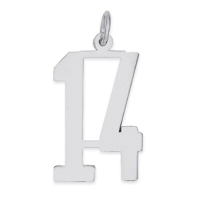 Charm Number 14 Elongated Pol Sterling Silver Small QES14, MPN: QES14, 191101189968