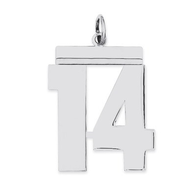 Charm Number 14 Polished Sterling Silver Large QPL14, MPN: QPL14, 191101280658