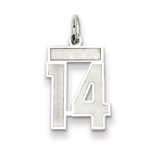 Charm Number 14 Satin Sterling Silver Small QPS14, MPN: QPS14, 191101282430