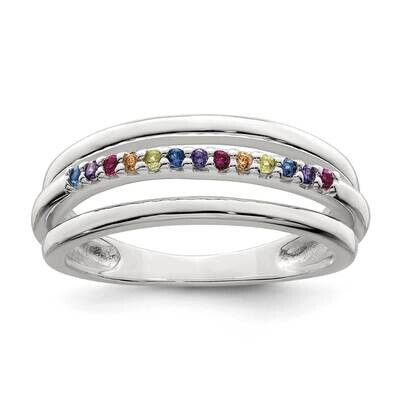 Rainbow CZ 3-Band Ring Sterling Silver Polished QR7369, MPN: QR7369,