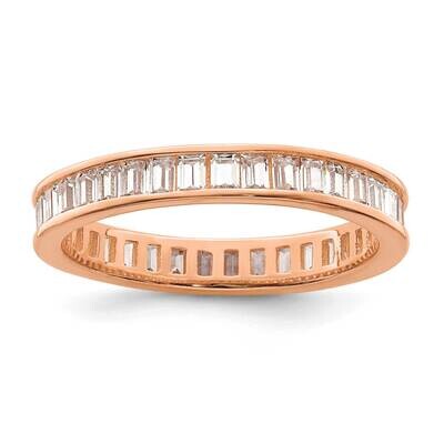 Rose-Tone Channel Set CZ Band Sterling Silver Polished QR7268, MPN: QR7268,