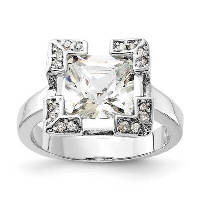 Square CZ Ring Sterling Silver Polished QR2024, MPN: QR2024, 886774117515