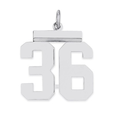 Pendant Number 36 Polished Sterling Silver Medium QMS36, MPN: QMS36, 191101278082