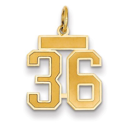 Number 36 Charm 14k Gold Small Satin  LSS36, MPN: LSS36, 883957069302