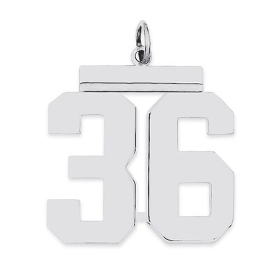 Charm Number 36 Polished Sterling Silver Large QPL36, MPN: QPL36, 191101280870