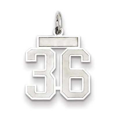 Charm Number 36 Satin Sterling Silver Small QPS36, MPN: QPS36, 191101282652
