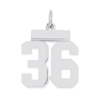 Pendant Number 36 Polished Sterling Silver Small QSS36, MPN: QSS36, 883957101279