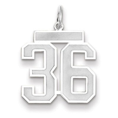 Number 36 Charm Medium Satin 14k white Gold WSM36, MPN: WSM36, 883957077420