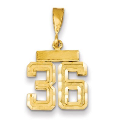 Number 36 Charm 14k Gold Small Diamond-cut SN36, MPN: SN36, 883957104294
