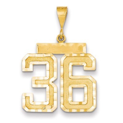 Number 36 Charm 14k Gold Large Diamond-cut LN36, MPN: LN36, 883957122274
