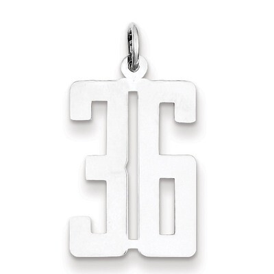 Charm Number 36 Elongated Pol Sterling Silver Small QES36, MPN: QES36, 191101190186