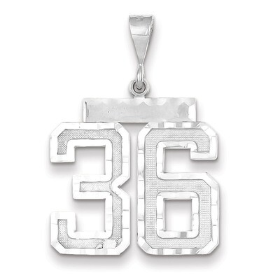 Number 36 Charm 14k white Gold Large Diamond -cut WLN36, MPN: WLN36, 883957123653
