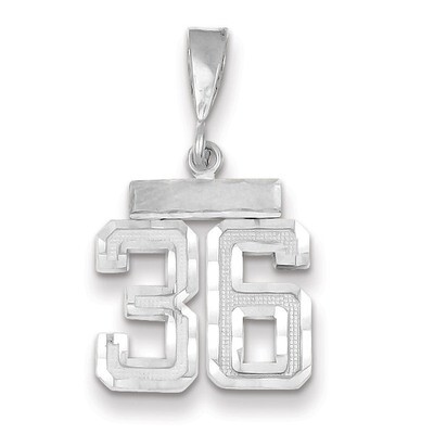 Number 36 Charm Small Diamond -cut 14k white Gold WSN36, MPN: WSN36, 883957114217