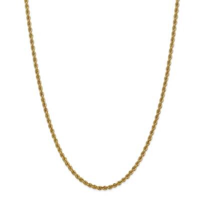 3mm Regular Rope Chain 36 Inch 14k Gold 023S-36, MPN: 023S-36, 883957164861