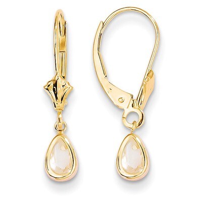 6x4mm April White Zircon Earrings 14k Gold XBE88, MPN: XBE88, 883957337654