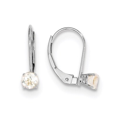 4mm White Topaz April Earrings 14k white Gold XBE268, MPN: XBE268, 191101401930