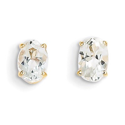 6x4 Oval April/White Zircon Post Earrings 14k Gold XBE16, MPN: XBE16, 883957086651