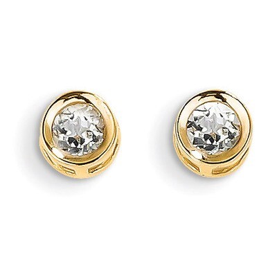 4mm Bezel April/White Zircon Post Earrings 14k Gold XBE4, MPN: XBE4, 883957086965