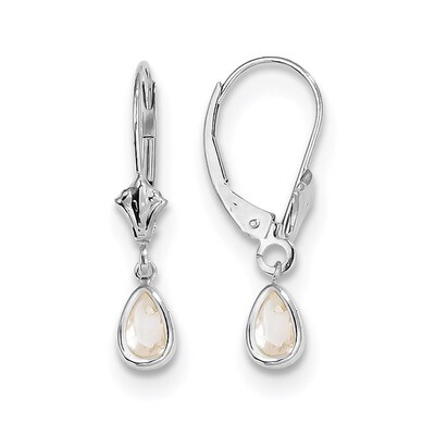 6x4mm White Topaz April Earrings 14k white Gold XBE280, MPN: XBE280, 191101433610