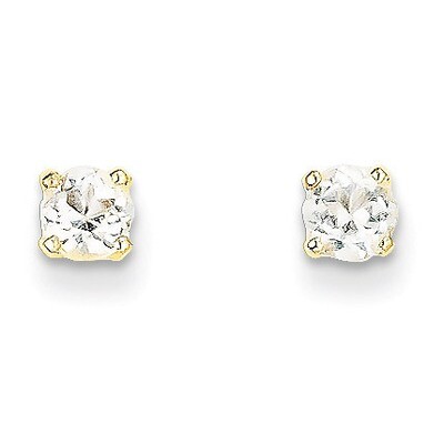 4mm April/White Zircon Post Earrings 14k Gold XBE52, MPN: XBE52, 883957087016