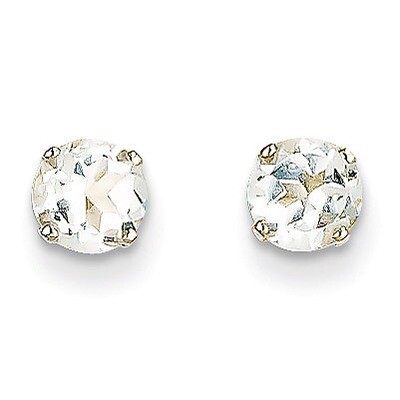 5mm White Topaz Stud Earrings 14k White Gold XBE136, MPN: XBE136, 883957217185