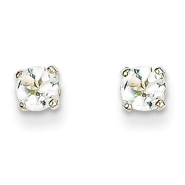 4mm White Topaz Stud Earrings 14k White Gold XBE124, MPN: XBE124, 883957086453