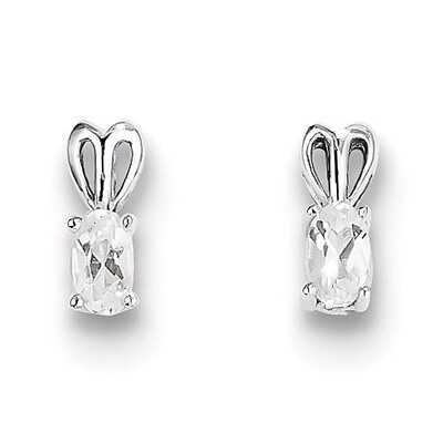 White Topaz April Earrings Sterling Silver QBE20APR, MPN: QBE20APR, 883957396590
