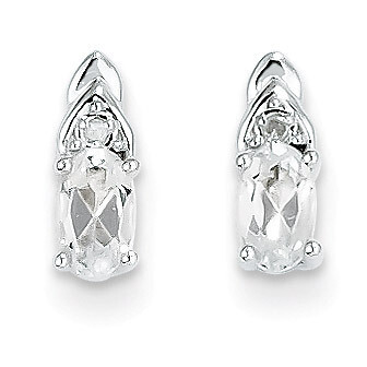 White Topaz Diamond Earring 14k White Gold Genuine XBS236, MPN: XBS236, 883957373966