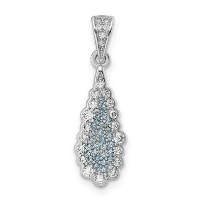 CZ Diamond Teardrop Pendant Sterling Silver Rhodium-Plated QP5636, MPN: QP5636,