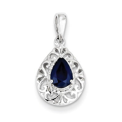 Sapphire Teardrop Pendant Sterling Silver Rhodium-plated QP3005S, MPN: QP3005S, 883957533612