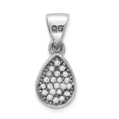 CZ Diamond Polished Teardrop Pendant Sterling Silver Rhodium-plated QP4951, MPN: QP4951, 8839578705…