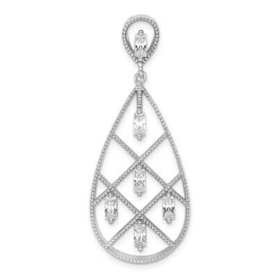 Baguette CZ Diamond Teardrop Pendant Sterling Silver Rhodium-Plated QP5568, MPN: QP5568,