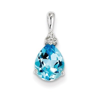 Light Swiss Blue Topaz Teardrop Pendant Diamond Sterling Silver QP3041BT, MPN: QP3041BT, 8839576043…