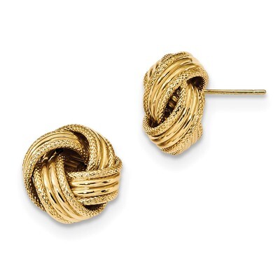 Textured Love Knot Post Earrings 14k Gold Polished TL1060, MPN: TL1060, 191101056376