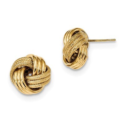 Textured Triple Love Knot Post Earrings 14k Gold Polished TL1062, MPN: TL1062, 191101059421