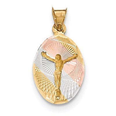 Diamond -cut CORPUS Oval Pendant 14k &amp; Rhodium Polished K5614, MPN: K5614, 191101359934