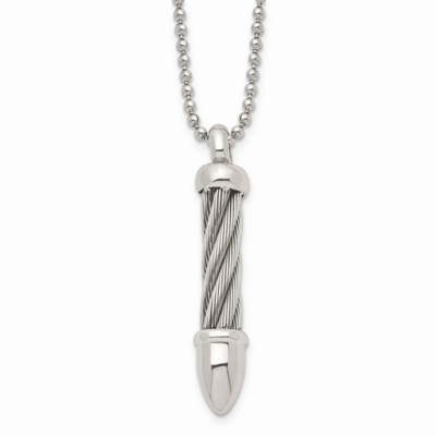 Twisted Wire Bullet 24 Inch Necklace Stainless Steel SRN921-24 by Chisel, MPN: SRN921-24, 886774974…