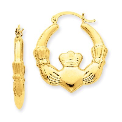 Claddagh Hoop Earrings 14k Gold Polished S821, MPN: S821, 883957285634