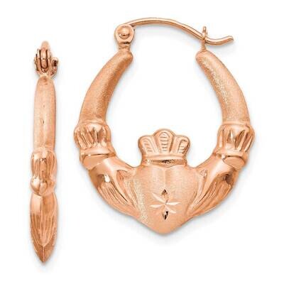 Claddagh Hoop Earrings 14k Rose Gold Polished TC1009, MPN: TC1009, 886774036250