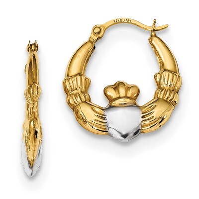 Polished Claddagh Hoops Earrings 14k Gold YE1788, MPN: YE1788, 191101143564