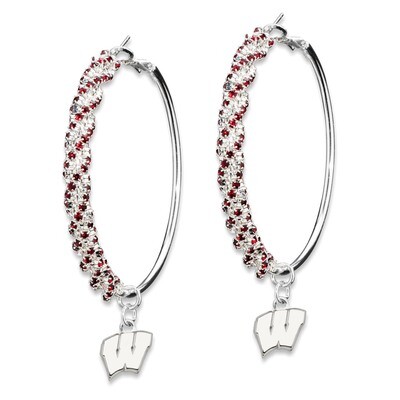 University of Wisconsin Amped Logo Crystal Earrings UWI077ER-CR